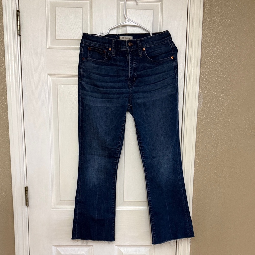Madewell Dark Blue Flare Jean Cali Demi-boot